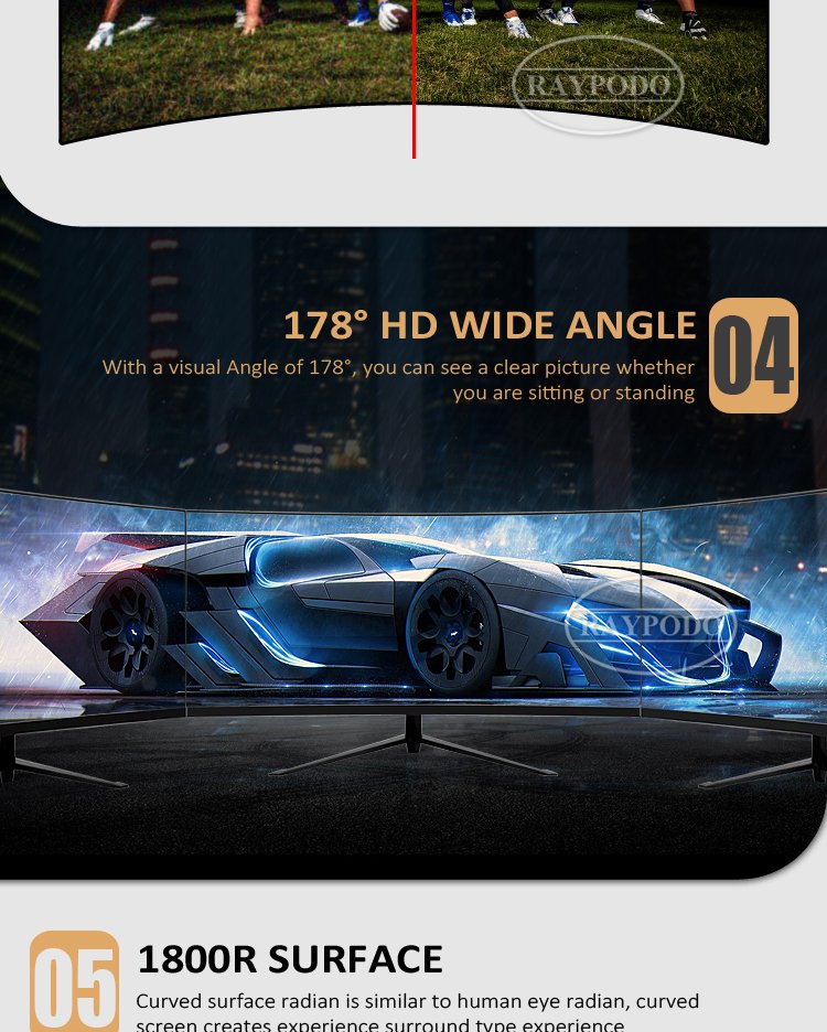Raypodo 30 inch Curved PC gaming monitor with 2560 * 1080 resolution 200hz refresh rate Raypodo 30 inch 200hz PC gaming monitor specification 6 Raypodotech
